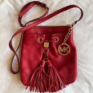 Red leather Michael Kors crossbody purse